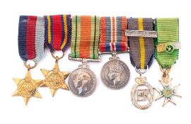 A group of six miniature medals: includes 1939-45 Star, Burma Star, War Medal defence Medal,