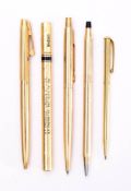A Cross gold plated ball point pen: together with a Schaeffer pen,