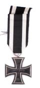 An Imperial German 1914 Iron Cross: 2nd Class, with ribbon stamped 'KC' to the suspension ring.
