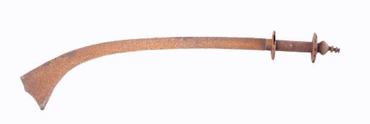 A Nepalese sacrificial sword kora,: with 56cm elephant's ear blade,