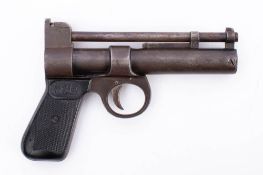 A Webley Junior .177 calibre air pistol: serial number '494', two piece black plastic logo grip.