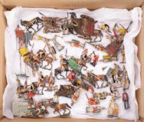 A collection of early 20th century diecast toy Romans: including two chariots, Legionaries,