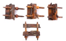 Three screw stem plough planes: by W Greenslade, Bristol, A Mathieson and D Malloch & Son, Perth,