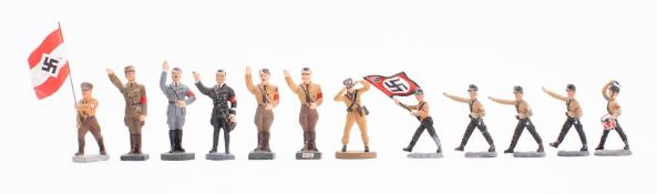 A group of eleven reproduction diecast Elastolin/Lionel figures of Third Reich Leadres and NSDAP