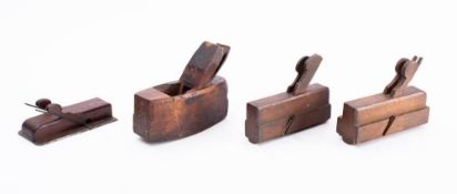 A steel soled double bladed moulding plane by A Faithful: together with two beech double blade