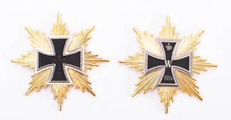 A two replica German awards: includes 1914 iron Cross on Star and 1939 Iron Cross on Star.