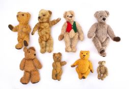 A collection of mid 20th century blonde plush Teddy bears: various makers.