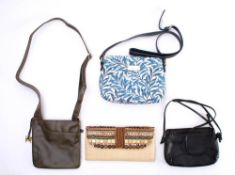 A Radley black leather evening bag: together with a Radley olive green handbag,