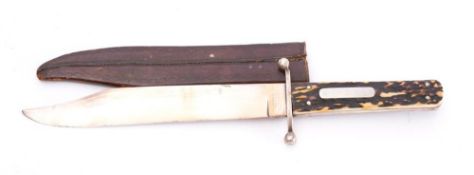 A Bowie style knife by Harrison Brothers & Howson: the clipped back blade signed as per title over