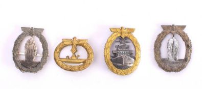 Four Kriegsmarine badges: comprising High Seas Fleet Badge,