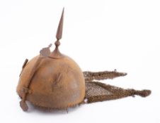A 19th century Indian or Persian steel Khula Khud: with short spear finial,