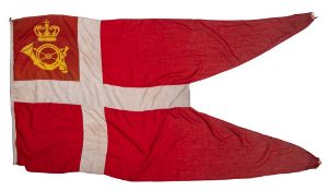 A large Post Danmark flag: in the form of the Danish State flag with the logo for Post Danmark