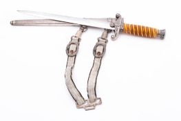 A German Third Reich Army Officer's Dagger by Eickhorn: the straight double edge blade with makers