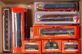 Lima and Rivarossi HO/OO scale. A boxed group of electric outline locomotives and rolling stock.