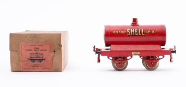 Hornby O gauge A boxed 'Shell' Petrol Tank Wagon, red,