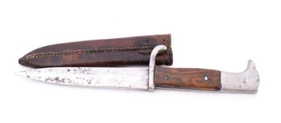 A German combat/ trench knife straight single edge blade over wilt with single quillon,