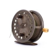 A Hardy 'Silex Major' 3 1/2 inch fly reel: double ebonised handles,