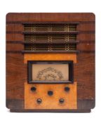A Marconi Model 209 radio: in mahogany and satin wood case, circa 1936,