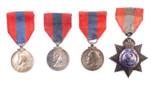 An Edward VII Imperial Service order: two George V Imperial Service Medals and an Elizabeth II