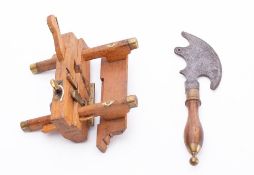 A beech and brass wedge arm fillister plane by Birch, Kentish Town: stamped as per title,