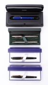 A Parker Duofold in blue marble: with 18k gold nib in case,