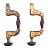 Two brass farmed pad braces: one by Melhuish, Fettyer Lane, London, the other by Atkinson.