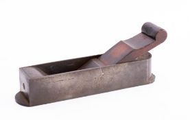 A 10 3/4 inch steel mitre plane : mahogany infill with round topped S Newbould iron (some cracks