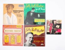 USA ORIGINAL/ EARLY JAZZ Five Jelly Roll Morton Albums: four 10 inch LPs and an EP of Piano