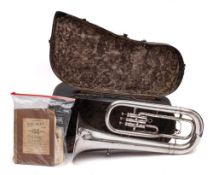 An Elkhart Industries Ltd 'Pan American' silver plated tuba in case: signed as per title to horn