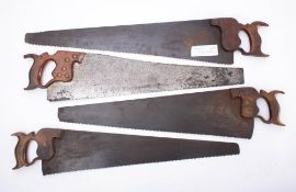 Two early 20th century Taylor pattern 'Guinea' rip saws: both inset copies of George III Guinea to