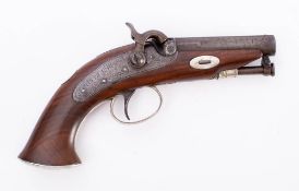 A 19th century Irish percussion cap pistol by Daniel Mara,