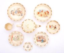 A collection of seven pieces of Royal Doulton Bunnykins: comprising including 'Lambeth Walk' cup