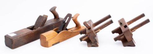 A beech plough plane by Stother, F: together with one other plough plane,