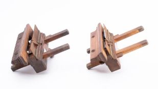 Two beech and brass wedge arm fillister planes by W Greenslade,