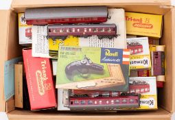 Triang TT gauge railway, assorted items: includes two 0-6-0 tank locomotives in BR black livery,
