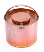 A Walker patent copper gunpowder container: of cylindrical outline,