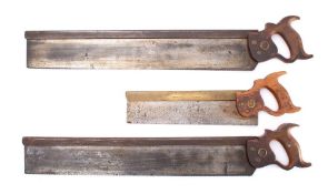 A group of seven Disston mitre block saws: including a 28 1/2 inch by 6 3/4 inch example (7)