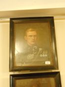A hand touched portrait photograph on panel of 'Lieutenant Lewis Hall,