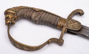 An Imperial German Officer's sword: with 77cm etched blade, brass knuckle guard,