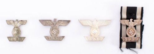 Two Third Reich period 1939 Iron Cross bars: 1st Class and two 2nd class (4).