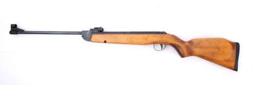A Webley Hawk MK. II .22 calibre air rifle: on a beech semi-pistol stock.