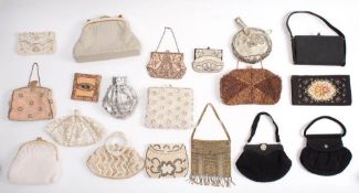 A collection of mid 20th century ladies vintage evening bags and purses: including a bi- colour