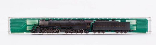Rivarossi N gauge 2-8-8-2 'Big Boy' Norfolk & Western locomotive and tender '2197': in clear rigid