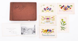 A collection of WWI period postcards in an album and loose: including a photograph of 'Indian