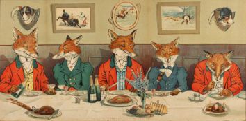 Cecil Aldin [1870-1935]- The Hunt Breakfast; The Hunt Supper,:- a pair, colour prints,