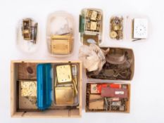 A collection of miscellaneous clock parts, cases and tools, etc.