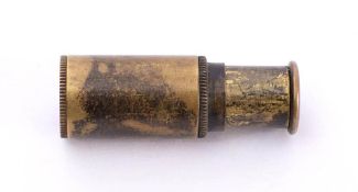 A WWII RAF/ SOE miniature brass telescope: single draw, 3.2cm closed, 4.2cm extended.