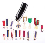 A replica German Pour Le Merite: assorted Canadian miniature medals, and replica medals.
