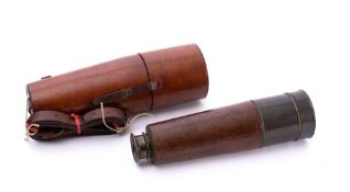 A leather cased five drawer telescope by J Steward,