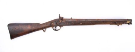 A Victorian Tower percussion cap rifle: the plain 20 inch barrel with fore and rear sights,